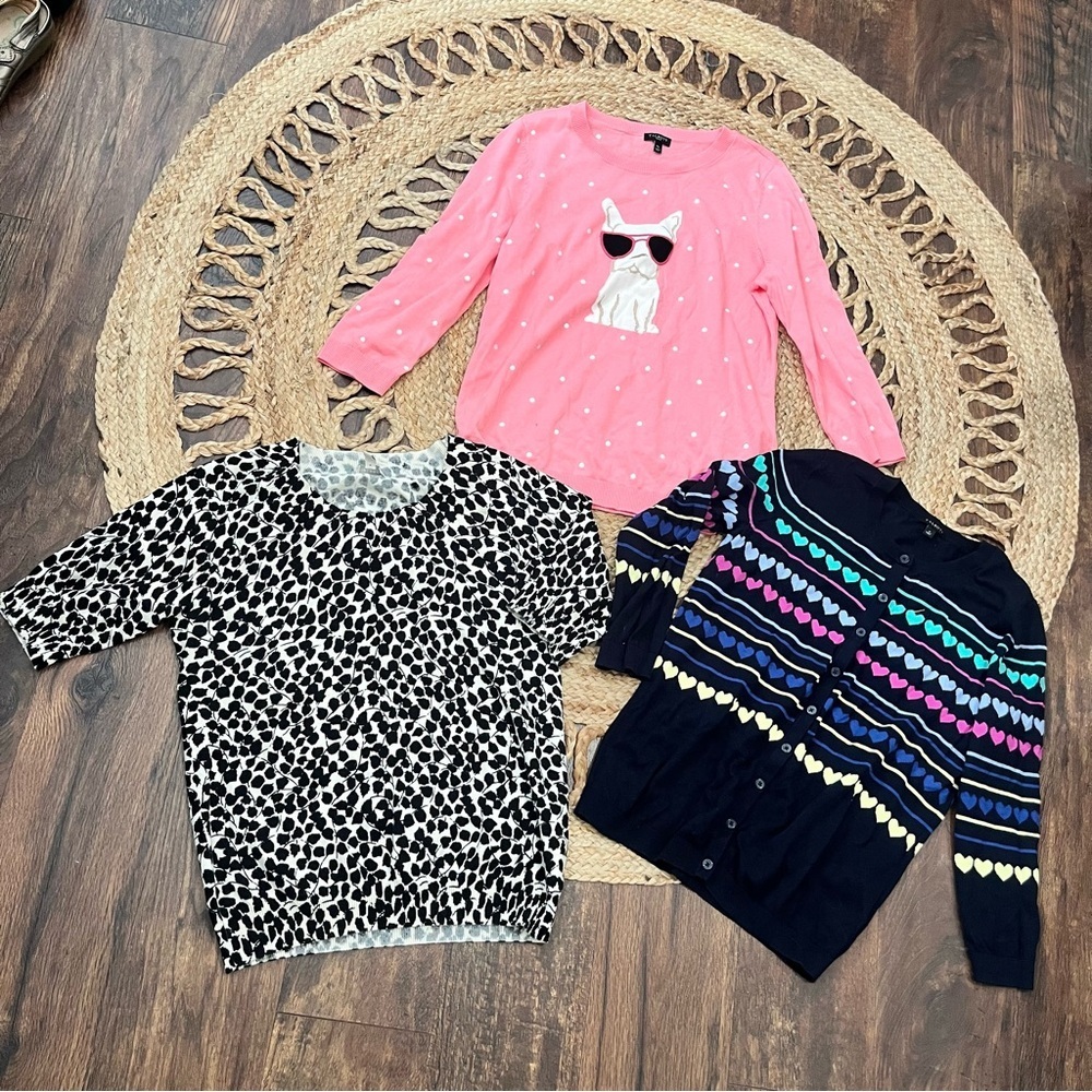 Lot Of 3 Talbots Sweaters Size Medium Petite Knit
